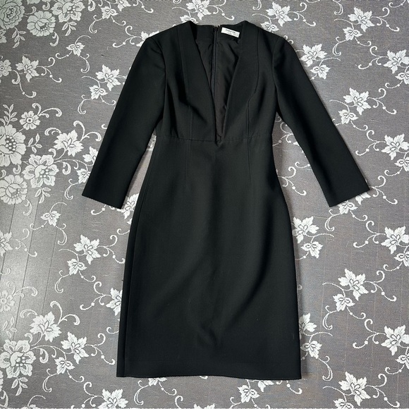 Aritzia Babaton Black Masu Deep V Midi Dress Sz 2 - Picture 4 of 14